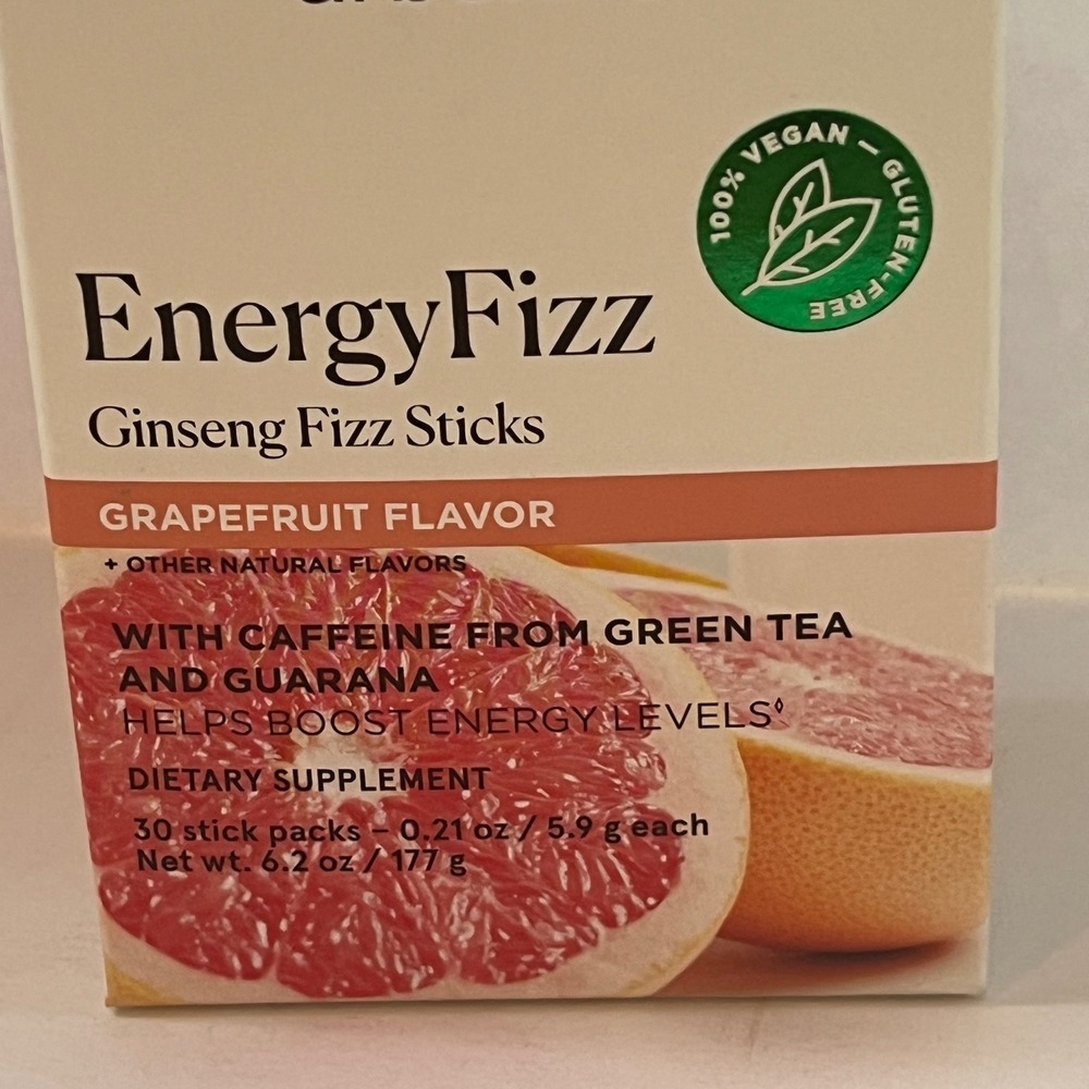 Arbonne EnergyFizz Ginseng Fizz Sticks Grapefruit Flavor 30 Stick Packs Exp 2026